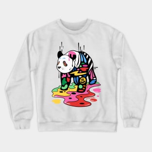 Trippy Colorful Panda Doodle Design Crewneck Sweatshirt